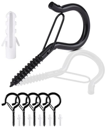 MejaRizon Schraubhaken M6-80mm, 6 Stück Haken zum Schrauben und Schraub-Expansionsrohre, Edelstahl Deckenhaken, Geeignet für Hängematten, Markisen, Hängesessel, Schaukelstühle, Blumenampel(Schwarz)