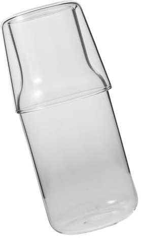 LIGIGWASH Juego De 2 Jarras de Agua de Vidrio Borosilicato con Vaso Integrado Tapa para Mesita de Noche y Baño Resistente Altas Temperaturas para Té y Botellas Transparentes para Cocina y