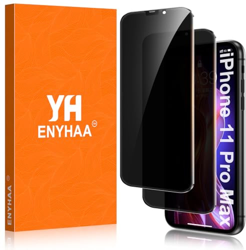 ENYHAA 2Pack Privacy Screen Protector for iPhone11 pro max Anti-Spy Tempered Glass Film 9H Hardness Easy Installation Bubble Free [6.5 inch]