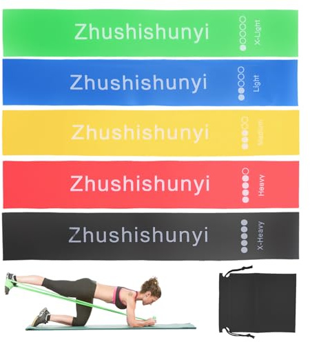 5 juegos de bandas elásticas de fitness para hombre y mujer, bandas elásticas de fitness con 5 niveles de resistencia, juego de bandas elásticas para gimnasio, hombre y mujer, banda elástica para
