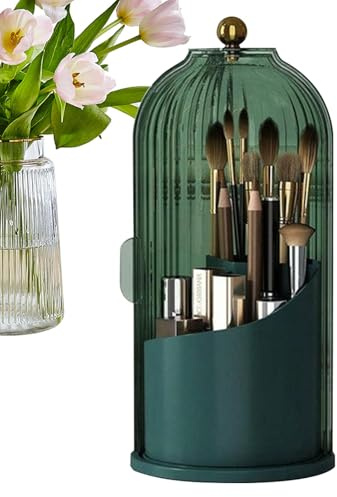 Make Up Brush Holder for Washbasin - Bird Cage Cosmetic Storage Case, Rotating Lipstick Organiser | 360 Degree Display Stand Box, Elegant Beauty Tool Container for Bathroom