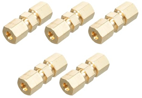 Ejoyous Raccord à Compression 3/16 Pouces, Adaptateur de Conduite de Frein en Laiton, Installation Facile, Empêche les Fuites de Liquide, Idéal pour l'entretien des Camions (paquet de 5)