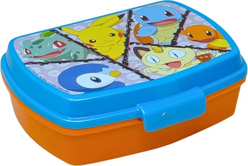 Lunchlåda för barn (3-8 år) för fans av Pokemon, lunchlåda på 17 x 14 cm, utan BPA, för daghem och skola, lunchlåda med klicklås