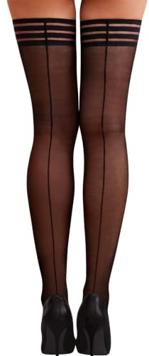 RSLOVE Hold Up Stockings for Women - Silicone Silk Thigh Highs with Back Seam
