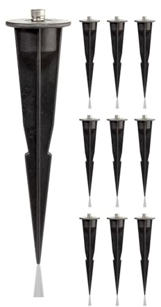 ledscom.de 10 st trädgårdsspett för trädgårdsbelysning, svarta, 17 cm, 45 mm ⌀