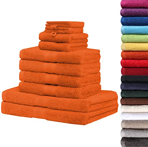 NatureMark 10 TLG. Frottier Handtuch-Set Verschiedene Größen 4X Handtücher, 2X Duschtücher, 2X Gästetücher, 2X Waschhandschuhe - Premium Qualität (10 TLG. Frottier Set, Terrakotta)