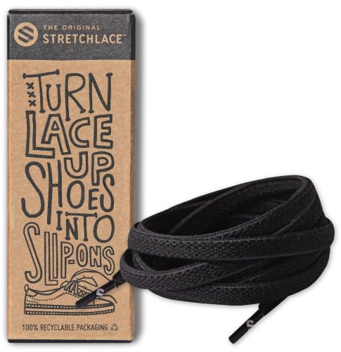 THE ORIGINAL STRETCHLACE | Elastic Shoe Laces | As Seen on Shark Tank | Flat Stretch Shoelaces 40 Inches (101 cm), Black