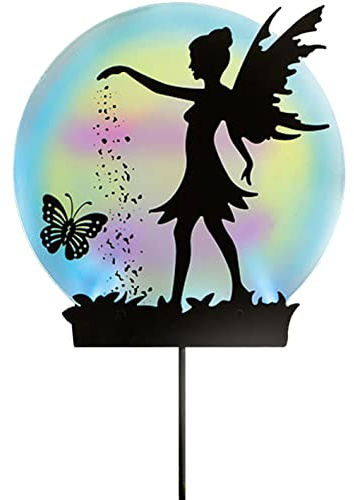 Burwells Fairy & Butterfly Silhouette Solar Garden Stake Light – Solar Powered Weather Resistant Metal Outdoor Lighting for Pathway, Patio, Lawn, Flower Beds, Borders – Measures H50 x W25xm x D4cm