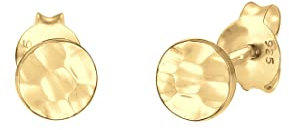 Elli Ohrringe Damen Ohrstecker Kreis Gehämmert Organic in 925 Sterling Silber Vergoldet