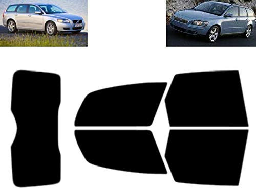 Passgenaue Tönungsfolie für-Volvo V50 5-Türen Kombi 2004-2011 Heck/Seitenscheiben (35% Mittelschwarz)