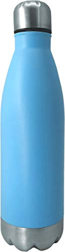 Nerthus FIH 641 Pared Simple Azul de Acero Inoxidable 750 ml, Agua, Botella Reutilizable, 29 x 7,5 x 7,5 cm