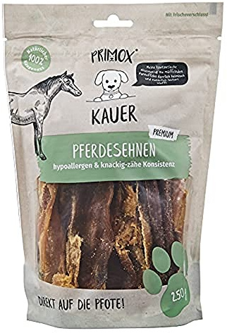 PRIMOX® Pferdesehnen 250g I Hypoallergener & knackig-zäher Premium Hunde-Kausnack | 100% natürlich | Ideal für Ernährungssensible Hunde | Pflegt Zähne & stärkt Kaumuskulatur
