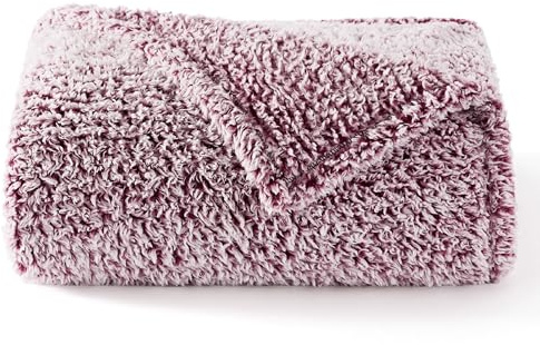 Bedsure Fleece Sherpa Throw Blanket - Super Soft, Cozy & Warm Fluffy Blanket for Sofa and Bed, Single, Red, 130x150cm