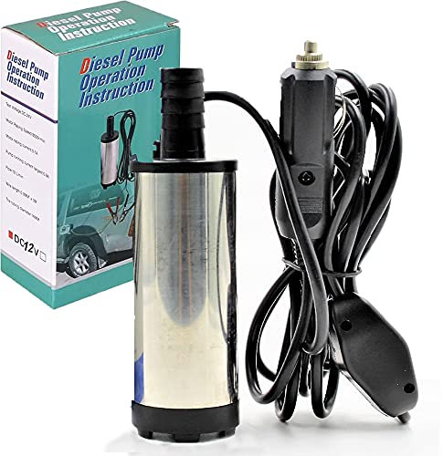 Diesel Fuel Transfer Pump - Electric, Stainless Steel, Submersible, 12V, 3M Cable with Cigarette Plug for Car, Motorbike, Speed Boat