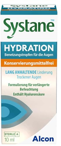Systane HYDRATION Augentropfen ohne Konservierungsmittel | 1 x 10ml | Nachbenetzungstropfen mit Hyaluronsäure für langanhaltende Feuchtigkeit und Linderung der Symptome trockener Augen