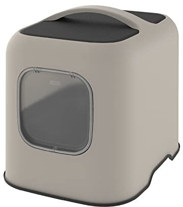 Rotho MyPet Biala Katzenklo mit Haube und Schaufel, Kunststoff (PP recycelt), cappuccino/anthrazit, (51.0 x 39.5 x 44.3 cm)