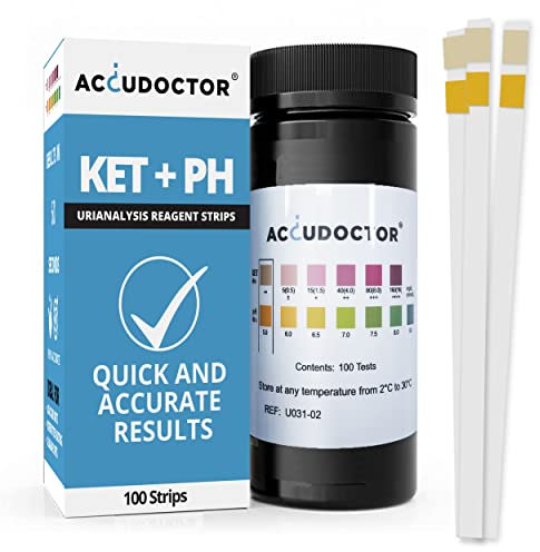 100 Accudoctor Ketones + pH Ket Keto Test Strips Sticks kit strups ketosis Urine Test UK Testing Alkaline ketogenic Diet Low Carb Monitor Measurement of Ketones ketosticks diagnostique Urine Test