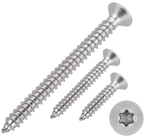 meinschraubenversand.de - Blechschrauben 4,2x45 50 Stück DIN 7982 TX (Senkkopf - Form C - mit Spitze - Innensechsrund - Torx) 2,9-5,5 mm/ISO 14586 A2 V2A rostfreier Edelstahl - 4,2 x 45 mm
