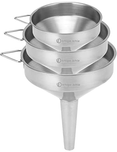 Juego de Embudos de Acero Inoxidable, Embudo de Cocina de Metal con 3 Tamaños, Embudo para La Transferencia de Aceites, Comestibles, Polvo y Líquido - 12cm, 14cm, 16cm
