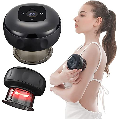 AIHAOYU Smart Schröpftherapie Set, Upgrade Cellulite Entferner Massagegerät, Wiederaufladbare 4 in 1 Vakuum Therapie Maschine zur Schmerzlinderung, Elektrisches Gua Sha Werkzeug (12 Stufen - Schwarz)