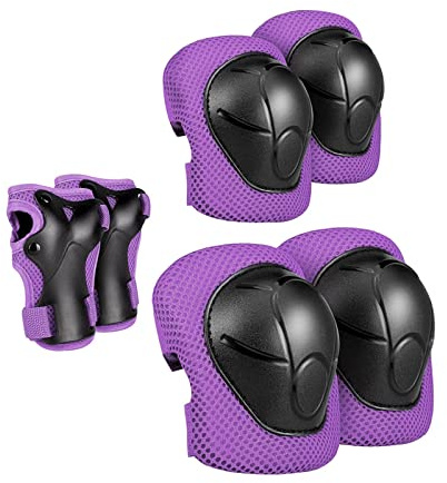 Folpus Protège-Genoux de Protection pour Enfants, Poignet Réglable à Plusieurs Mains Ski Cyclisme Patinage Sports, Violet