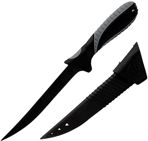 Prachtfisch Profi Angelmesser - Fischmesser inkl. Messerscheide, Gürtelclip, Edelstahl beschichtet, Länge: 31 cm