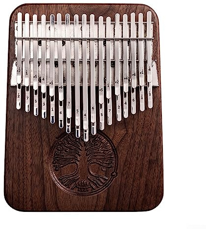 DAZZLEEX Daumenklavier mit 34 Tasten in B-Stimmung Kalimba-Instrument aus schwarzem Walnuss mit Tonabnehmer und Tasche ideales Musik-Set für Anfänger und Experten