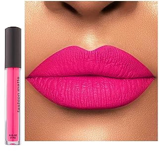 Velvet Matte Bright Hot Pink Liquid Lipstick, Waterproof Quick-Drying Non-Sticky Full-Coverage Lip Gloss, Lipsticks for Women Long Lasting Matte Lipstick