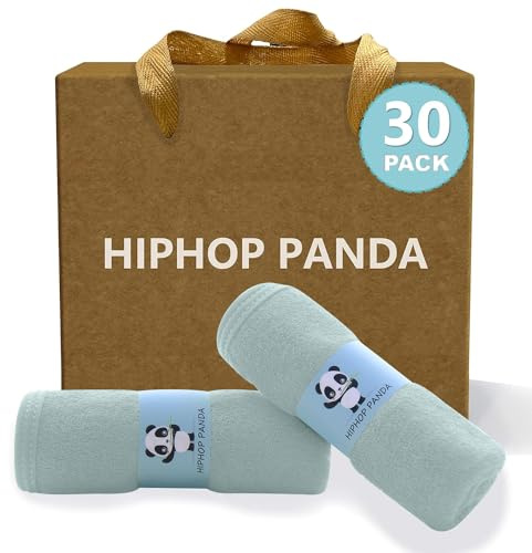 HIPHOP PANDA Baby tvättkläder, viskos av bambu, 2-lager, ultramjuk, absorberande, tvättlapp för pojkar, ansiktshandduk för nyfödda, sminkborttagning, tvättlappar för känslig hud,