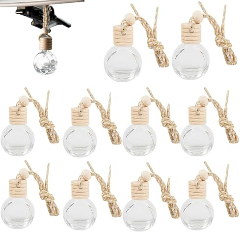 Botella Vacía Del Ambientador para Coche,10 Piezas Coche para Colgar Perfume,Colgar Perfume Difusor de Aceites,Botellas de Perfume de Coche Vacías,Ambientador Colgante para Automóvil,Oficina y Viajes