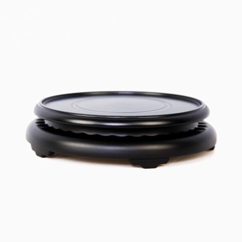 GOLDY&WENDY Chinese Rotating Bamboo Wooden Pedestal Unique Antique Fishbowl Porcelain Jade Spin Display Base