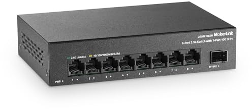 MokerLink 8 Port 2.5G Ethernet Switch mit 2x10G SFP+ Slot, 8x2.5G RJ45 Ports kompatibel mit 100/1000Mbps, Mini Größe, Metall Unmanaged Fanless Network Switch
