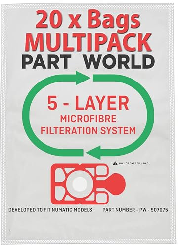 Part World 20 x Henry Hoover Bags Microfibre Poly Dust Bags for Vacuum Cleaner Numatic Hetty Basil James Double Pack(Pack of 20) Compatiable