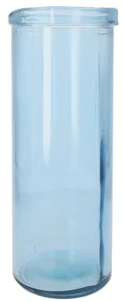 Keyhomestore -Glasvase aus recyceltem Glas, transparent, türkis, 36 cm hoch, Blumenvase oder Kerzenhalter, für drinnen und draußen, Geschenkidee