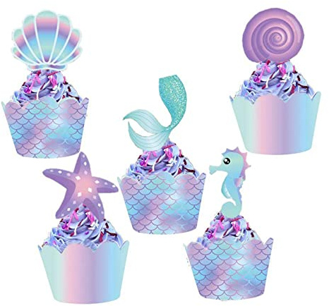 20 Stück Party-Cupcake-Topper und Wrapper, Geburtstagsparty-Zubehör, Dekorationen