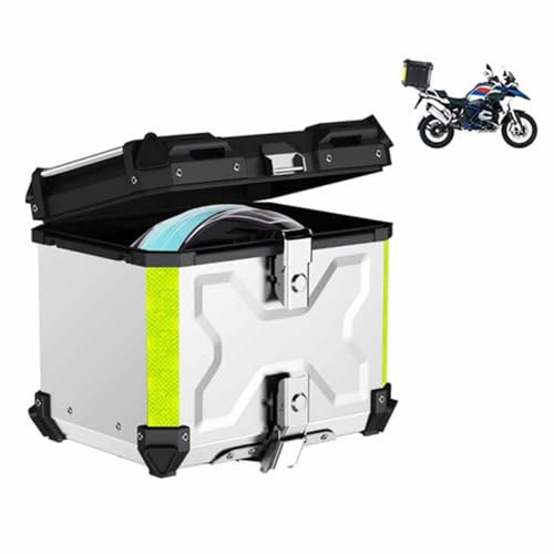 Motorradkoffer Top Case 28L 36L 45L 55L 65L 80L 100L Aluminium Helmkoffer Roller Koffer Motorrad Heckbox Koffer Abschließbar Mit Halterung Motorrad Top Back Box(Silver,100L)