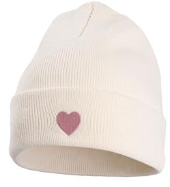Occulto Jungen & Mädchen Winter Mütze (Model: Lian), Kinder Beanie Creme Herz