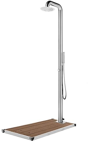Edelstahl Gartendusche mit braunem Boden 230 cm Pool & Spa Zubehör