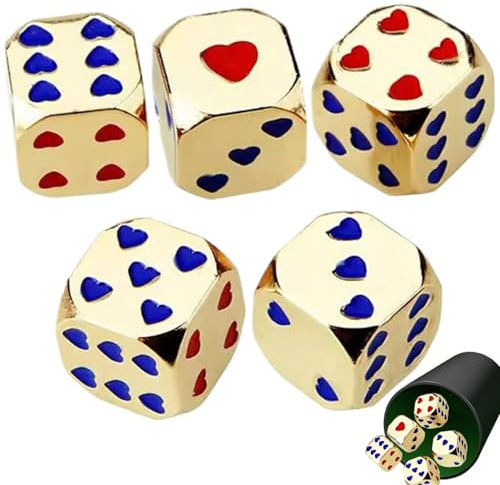 Einzigartige Würfel, Rollenspielwürfel, Würfel mit Herzmuster, 6-seitige runde Eckwürfel, 5X einzigartig für Brettspiele, Trinken, Unterhaltung