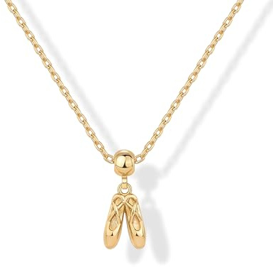 PAVOI 14K Yellow Gold Plated Cute Cubic Zirconia Pendant Necklaces with Charms Set, Hypoallergenic Adjustable Chain Dainty Gold Charm Necklace for Women, Trendy Sports Ballet Pendant Gift