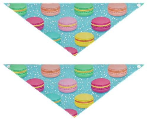 Niedliches buntes Macaron-Dessert-Hundehalstuch, Druckknopf-Schal, Taschentuch, niedliches Haustierzubehör für Hunde und Katzen