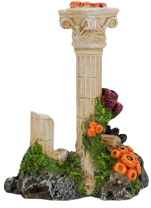 CLASSIC Roman Column Ruin Aquarium Ornament – Ancient Temple-Style Fish Tank Decoration – 145 x 90 x 178mm