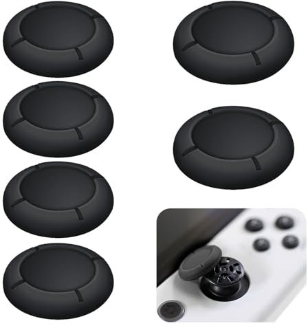 Switch Thumb Grips Covers for Nintendo Switch: 6 PCS Thumbsticks Protector Covers for Switch/Lite Black Silicone Protective Accessories for Joystick 3D Grips Caps