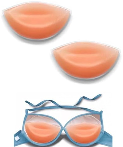 Ycnpeatt Chicken Fillet Bra Inserts Skin-Tone V-Shaped Silicone Bra Inserts (1-Pair) - 12.9x7x2.5cm Reusable Push-Up Enhancers for Swimsuits, Bras & Evening Wear, 175g Natural Contour Pads