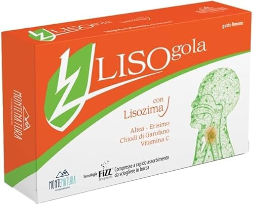 Montenatura LISOgola Integratore Gola e Voce - 30 Compresse Orosolubili Gusto Limone - Con Lisozima, Erisimo, Vitamina C - Sollievo Rapido per Tosse, Raucedine e Vie Respiratorie - Senza Glutine