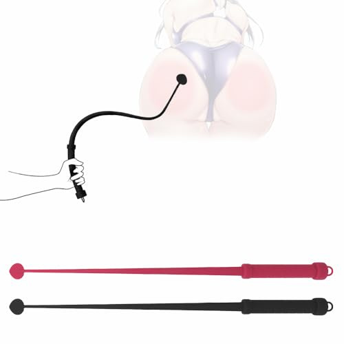 Jomyu BDSM 63cm Silikon Peitsche Elegantes Design Training Peitsche Gerte Reitgerte SM Bondage Flogger mit Hängenden Ring Pferd Peitsche Adults Sex Spanking Flogger Bondage Extrem Sexspielzeug,Schwarz