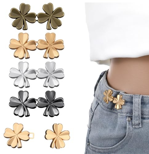 4 Sets Waist Tightener Clips Knöpfe Enger Machen Verstellbare Hosenknöpfen Versteller Tightener Hosenbund Taillenschnalle Clip Taillenschnallen Knopf Kein Nähen Jeansknöpfe Ideal für Jeans
