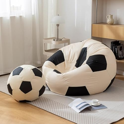 KBZSlyn Soccer Bean Bag Cover (Filler Not Included) Adults Football Bean Bags Organizing Plush ToysBean Bags For Kids And Adults Unpadded Seat Cushion Cover Gaming Chair Indoor(100cm)
