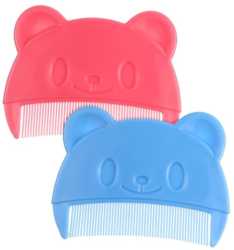WEKAMOS 2pcs Bear-shaped Baby Hair Combs for Newborns and Toddlers, Plastic Fine Tooth Cradle Cap Removal Combs, Easy to Hold and Portable Hair Grooming Tools for Infant Scalp Care