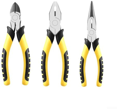 Alicates de punta de aguja larga de 6 pulgadas con mango de agarre suave, cortador de alambre (a)